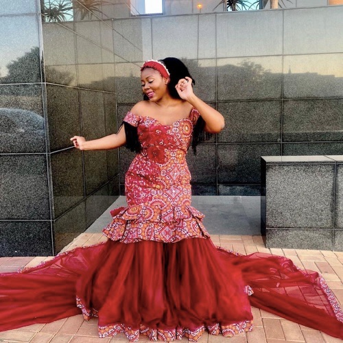 tswana traditional wedding dresses in red
