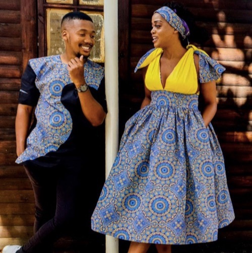 tswana traditional dresses in blue