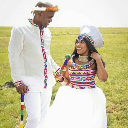 ndebele wedding dress bride and groom
