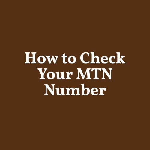 How to Check Your MTN Number